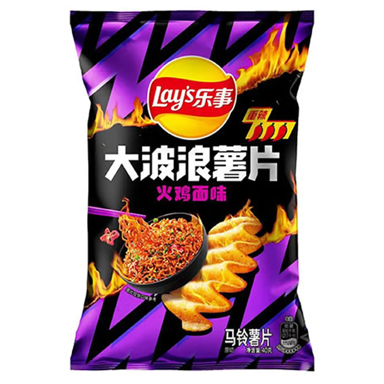Lays Max crinkle cut potato chips (buldak spicy noodle flavour) 70g