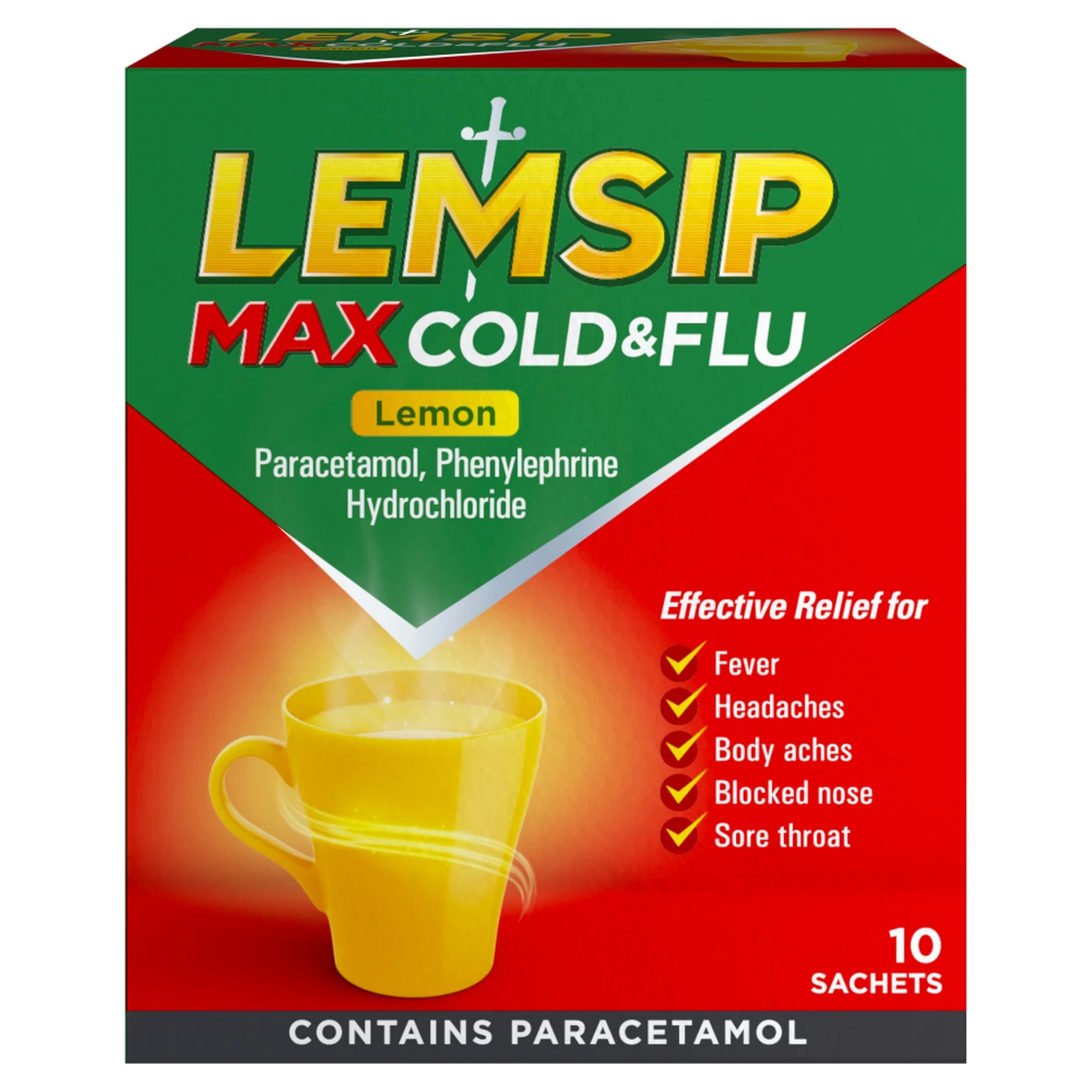 Lemsip Max Cold & Flu Cold & Flu Relief Drink Lemon Flavour - 10 Sachets
