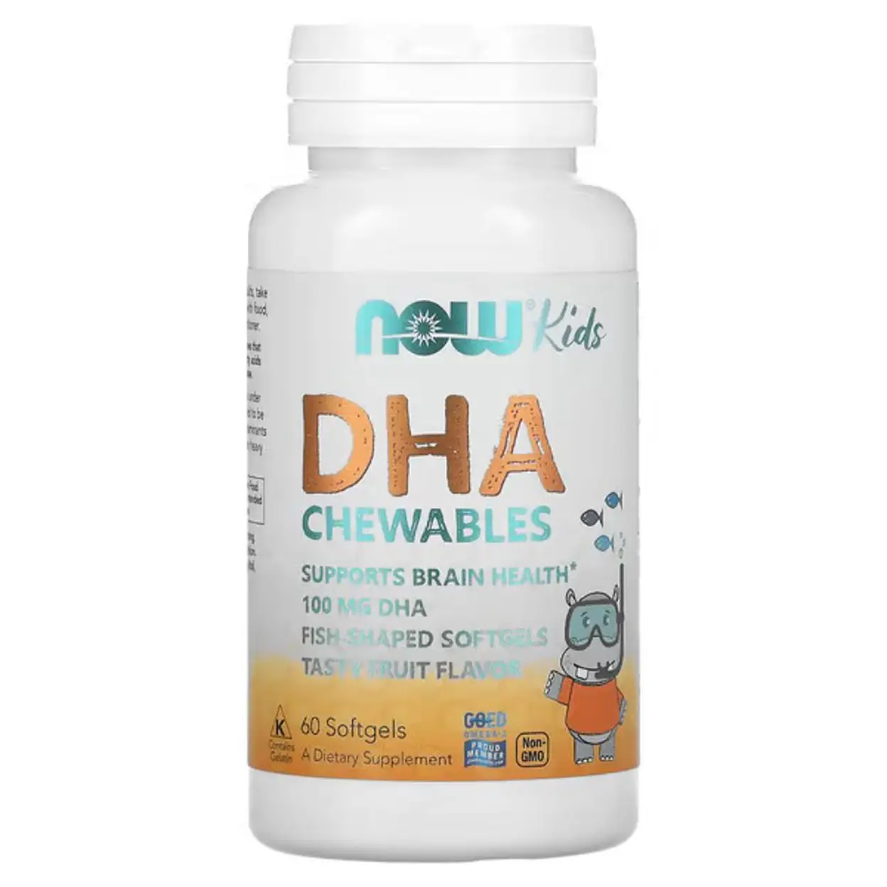 NOW Foods DHA Fish Oil for Kids Brain Support 100mg - 60 Softgels