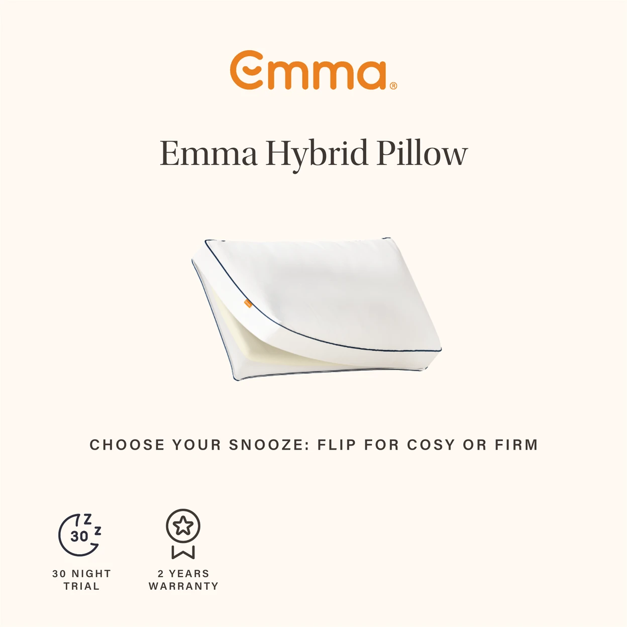 Emma Pillow Hybrid 2 in 1 Memory Foam & Microfibre Soft & Firm