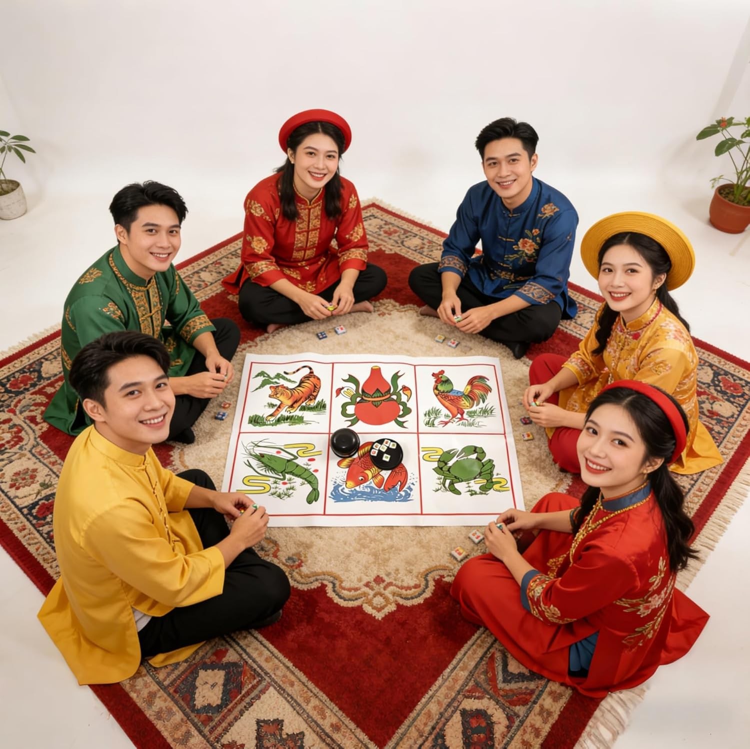 KYMY Vietnamese New Year Party Supplies – Traditional Bầu Cua Tôm Cá Party Decor for Tết Việt Nam 2026, Spring Festival Gourd Crab Shrimp Fish Party Favor, Asian Lunar New Year Horse Year Decorations