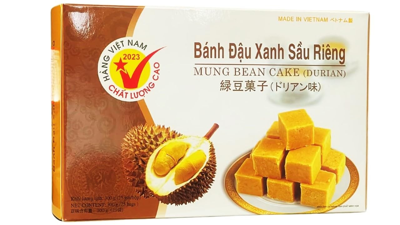 1 Pack - Durian Mung Bean Cake - Banh Dau Xanh Sau Rieng - 300 g per Box - Product of Vietnam Brand: Generic