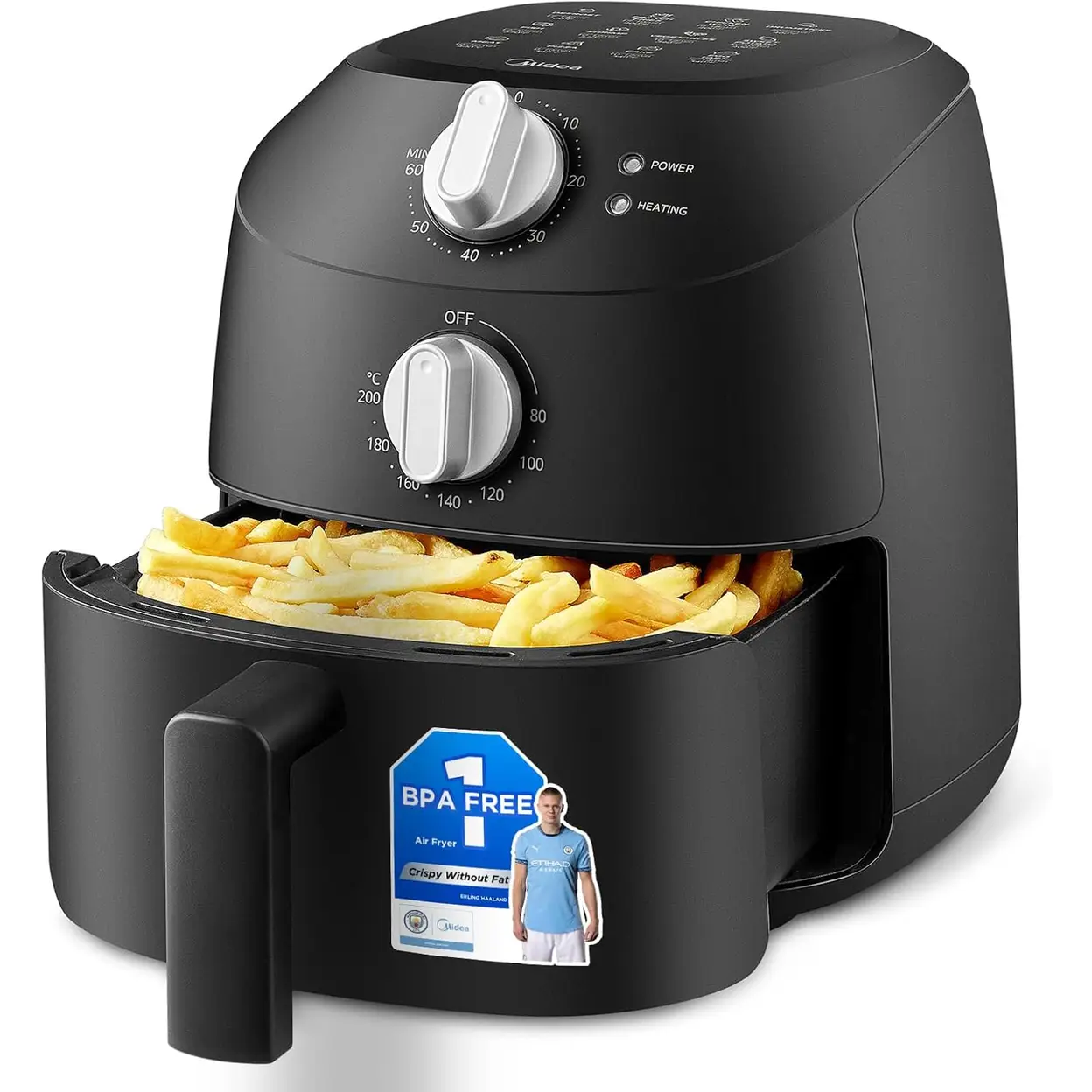 Midea Compact 2L Air Fryer - 1150W, Dishwasher Safe Non-Sitck Basket, BPA Free, 12 Preset Menus, 80-200°C Temperature Control