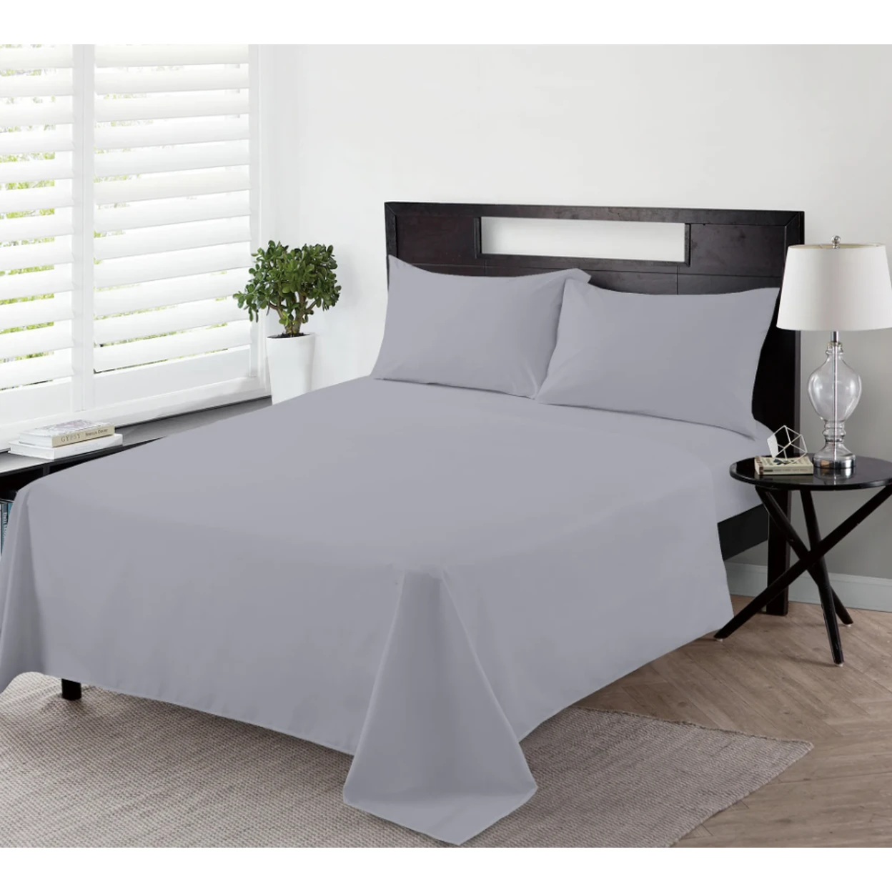 NightComfort Pillowcase Pair Non Iron Polycotton Cool Grey