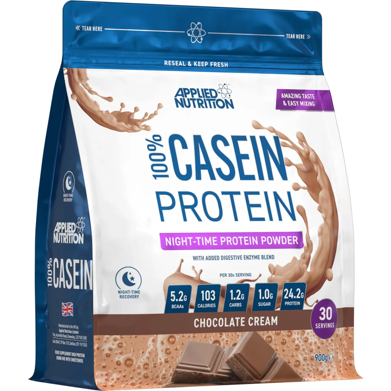 Applied Nutrition Casein Protein Nutrition Powder Chocolate Flavour - 900g