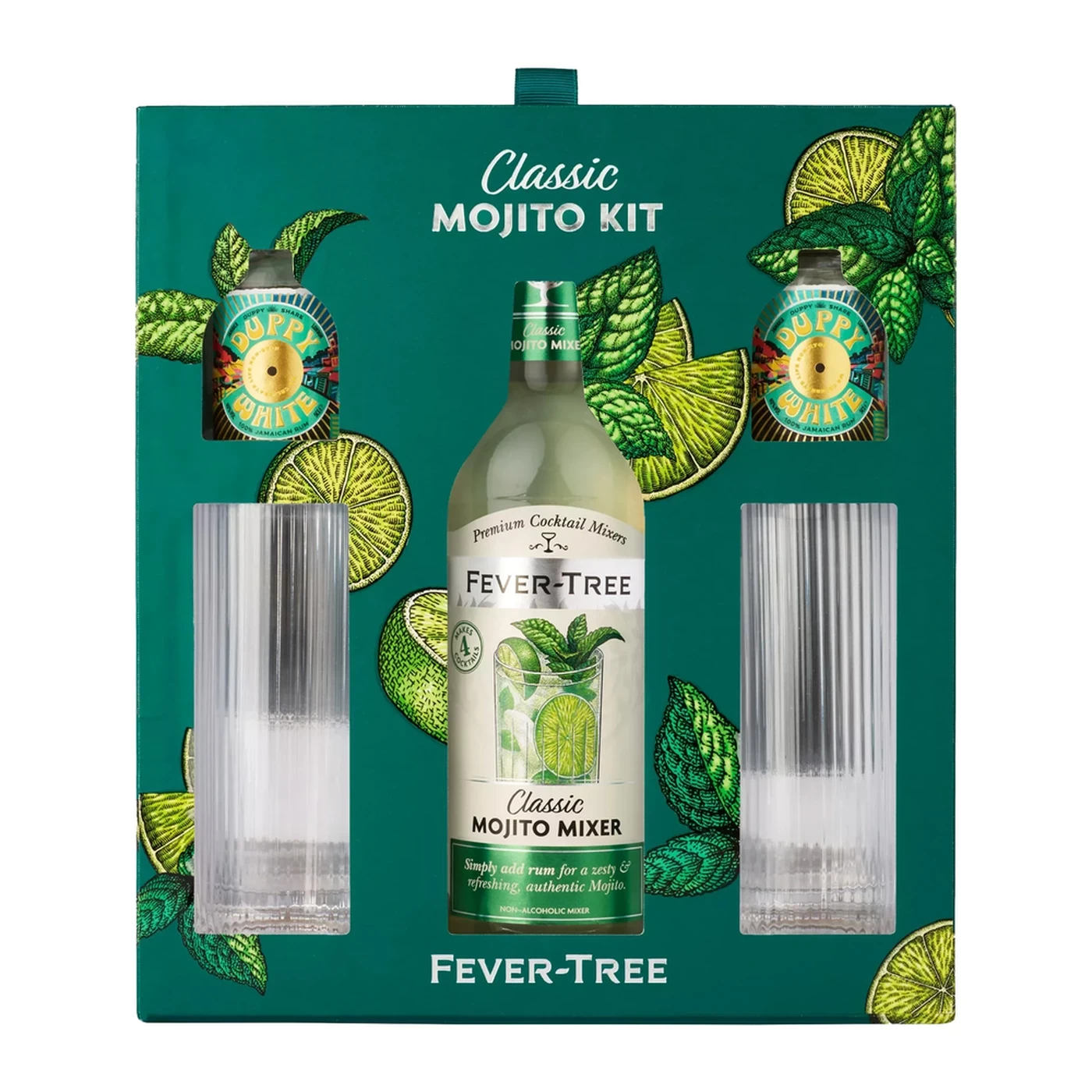 Fever-Tree Mojito Cocktail Kit (1 x 500ml Mixer, 2 x Duppy Share Rum, 2 x Glasses)