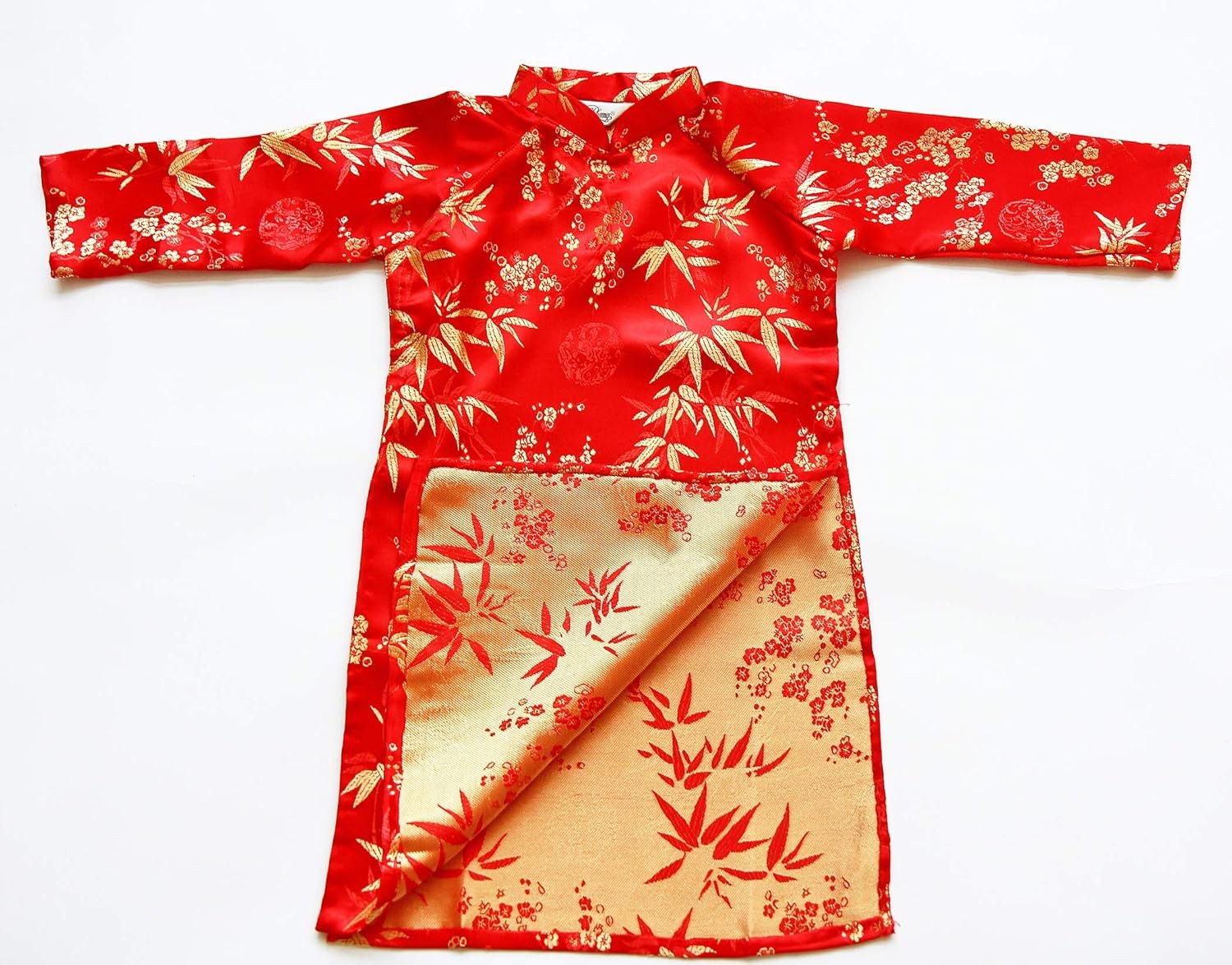 Vietnamese Traditional Dress for Children - Red Silk Dress with White Pants/Size#2 - Similar to Size 1T US