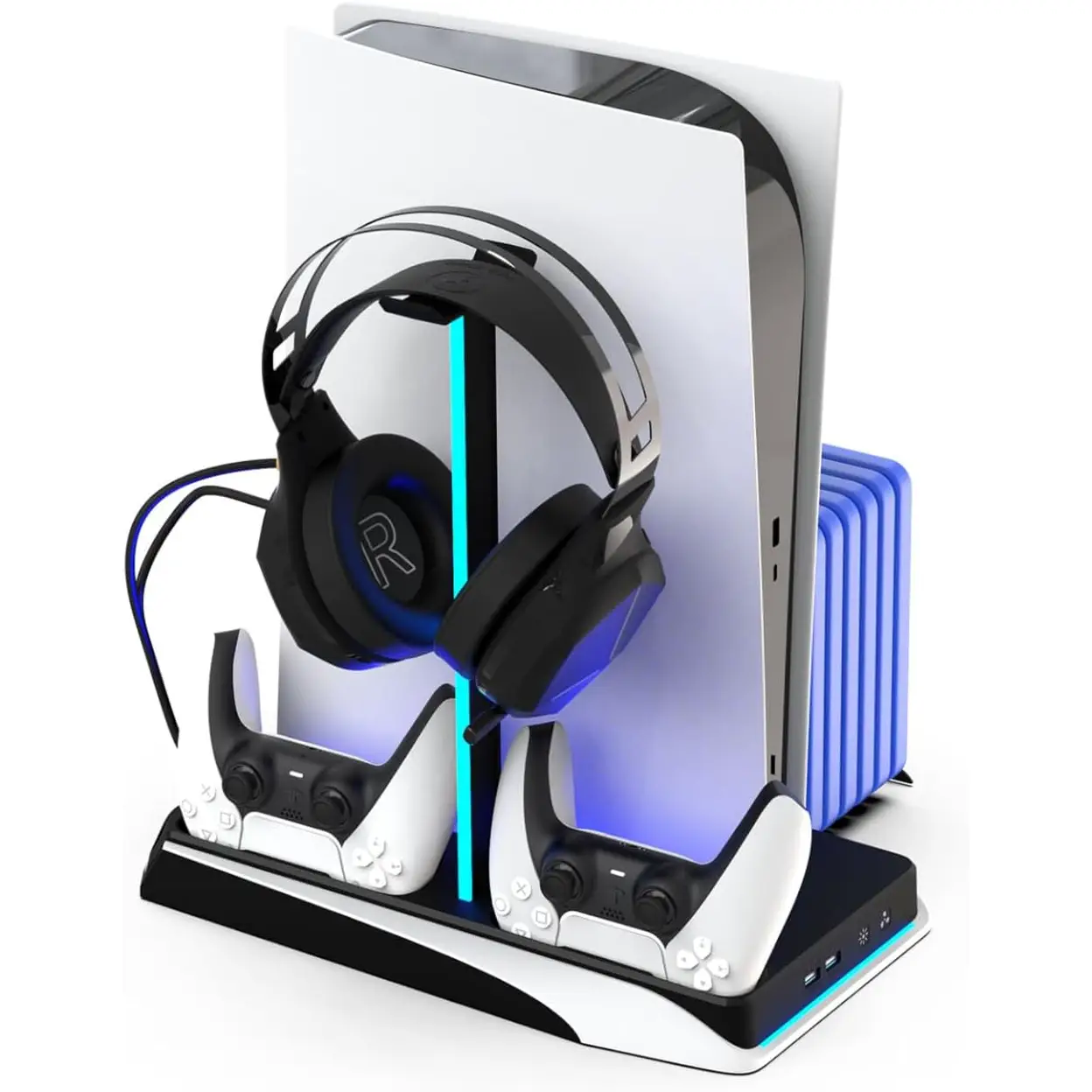 IMP Gaming DLX Twin Charging Tower – With Cooling Fan & Game Storage – Black/White (PS5)