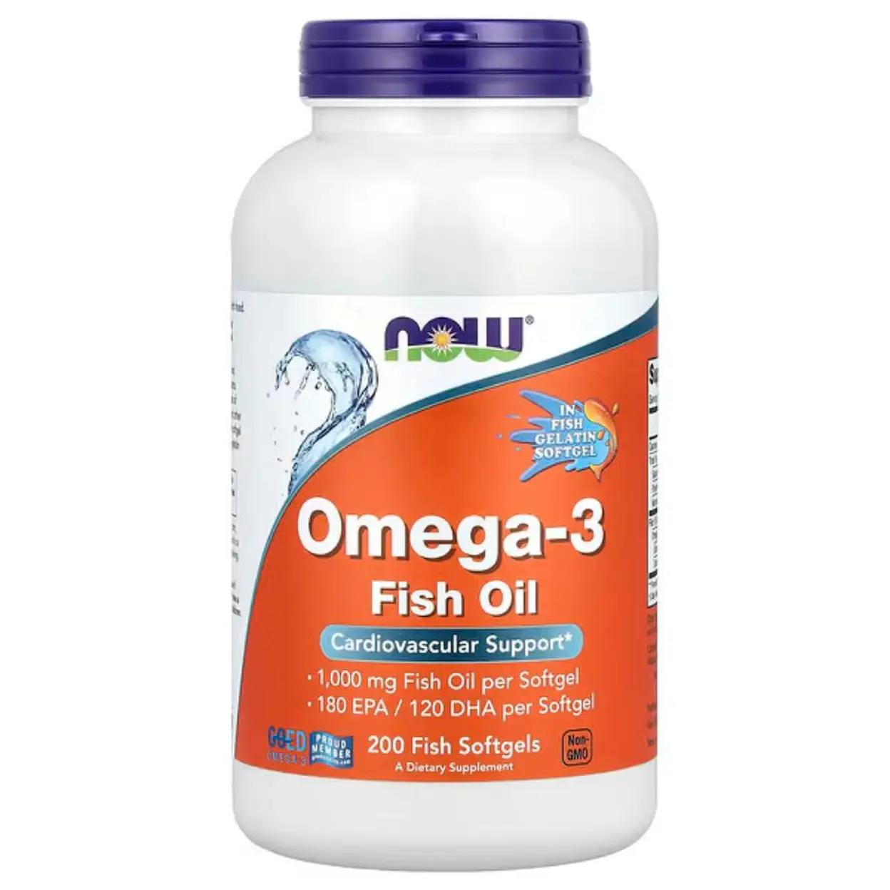 NOW Foods Omega-3 Fish Oil Heart & Brain Support - 200 Softgels